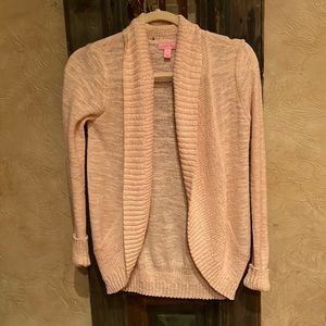 Lilly Pulitzer Cream Colored Lightweight Shawl Collared Cardigan Sweater Size XS
